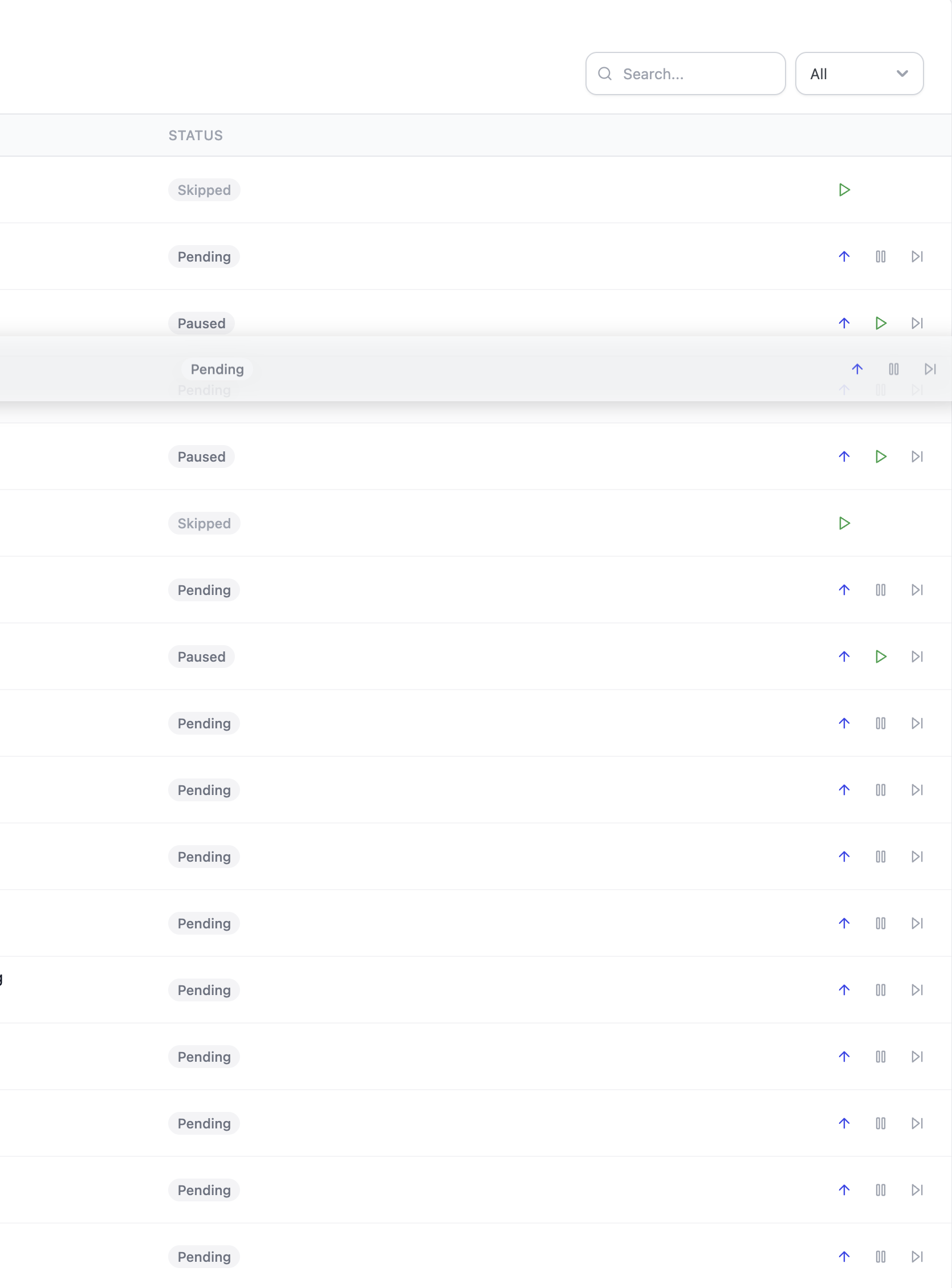Compresso queue showing images with Pending, Paused and Skipped statuses